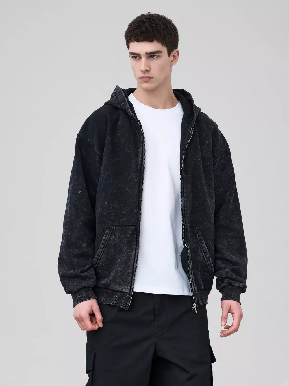 Худи на молнии Garment dyed